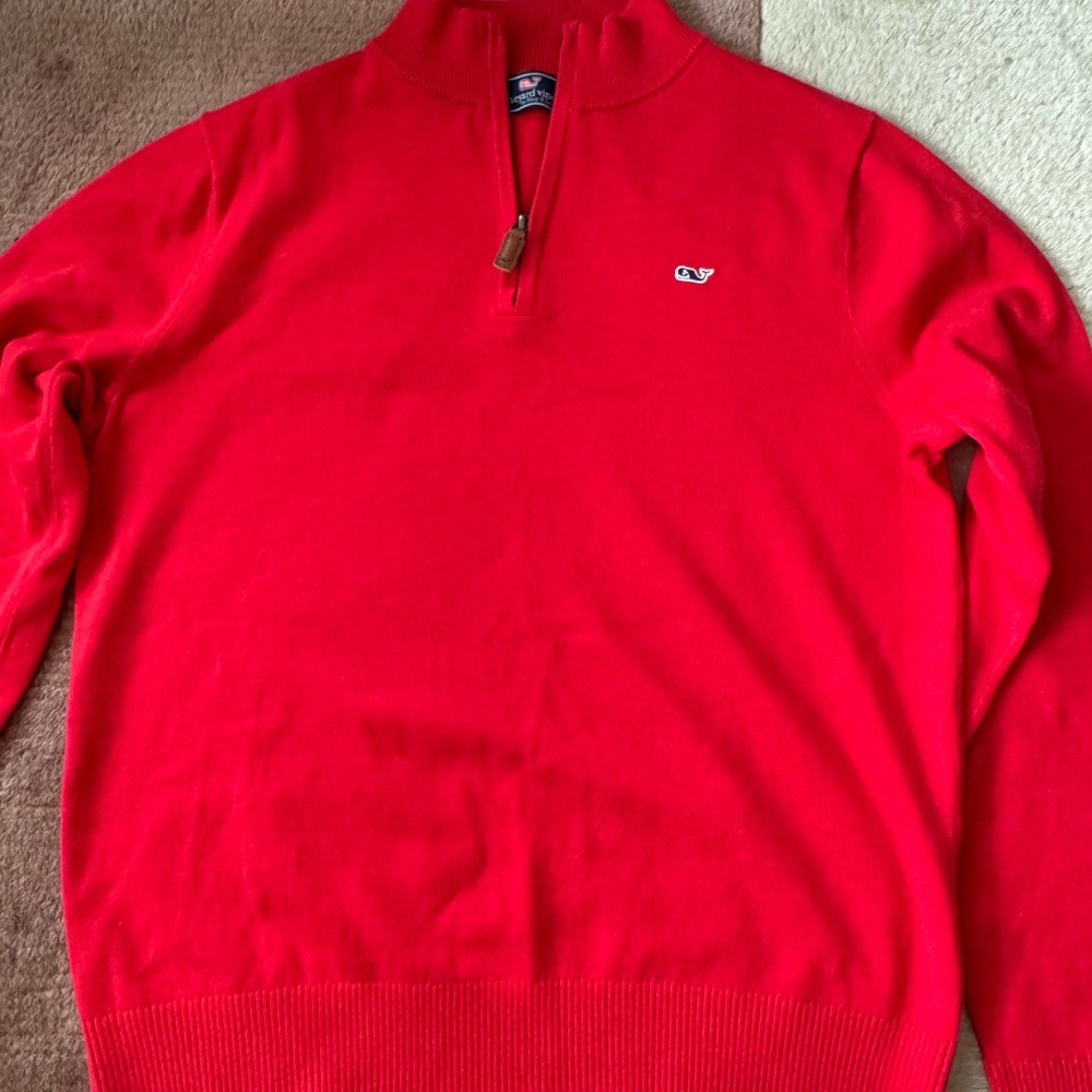 Vineyard Vines Kids Red Zip-Up Sweater